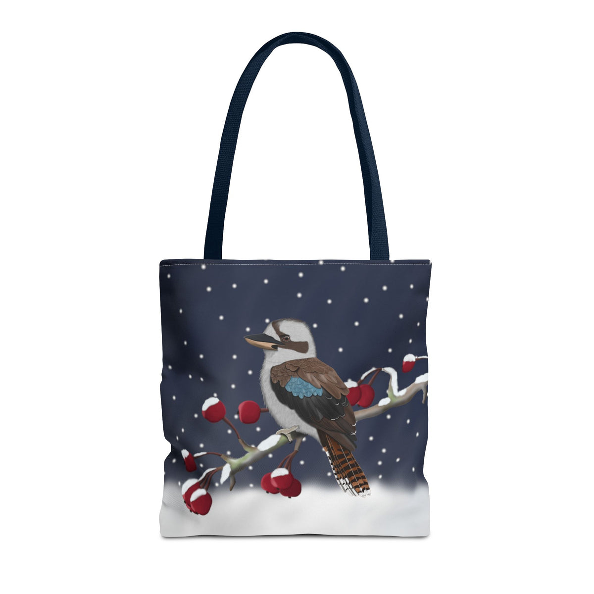 Kookaburra auf einem Ast im Schnee Vogel Tragetasche – Accessories,