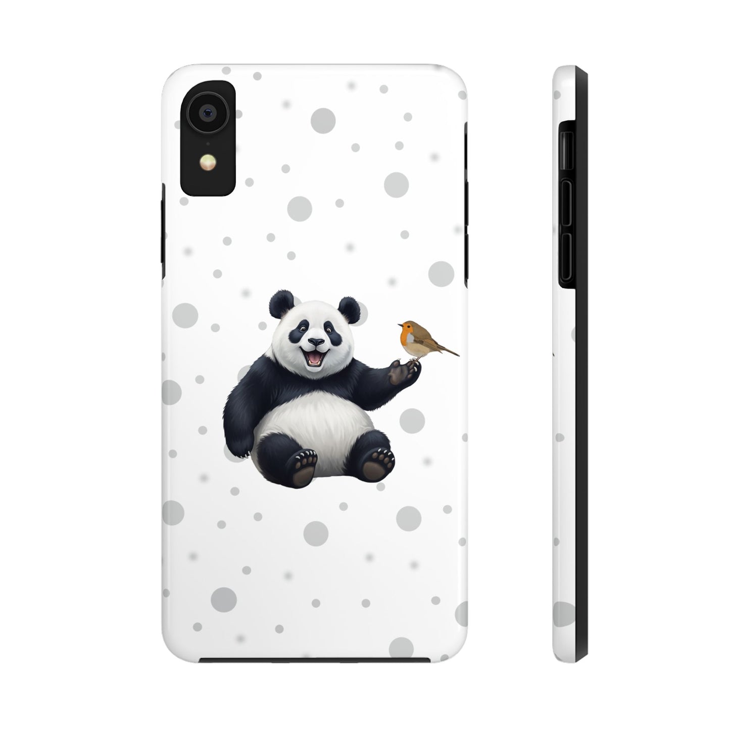 Cute Panda Bear with European Robin Animal iPhone Case - Dual-Layer PC/TPU Protective Cover for iPhone