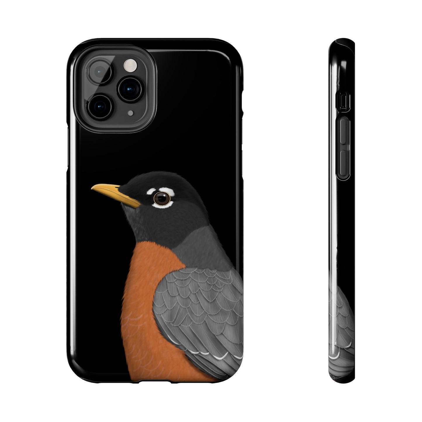 Robin Bird Art Tough Phone Case Black