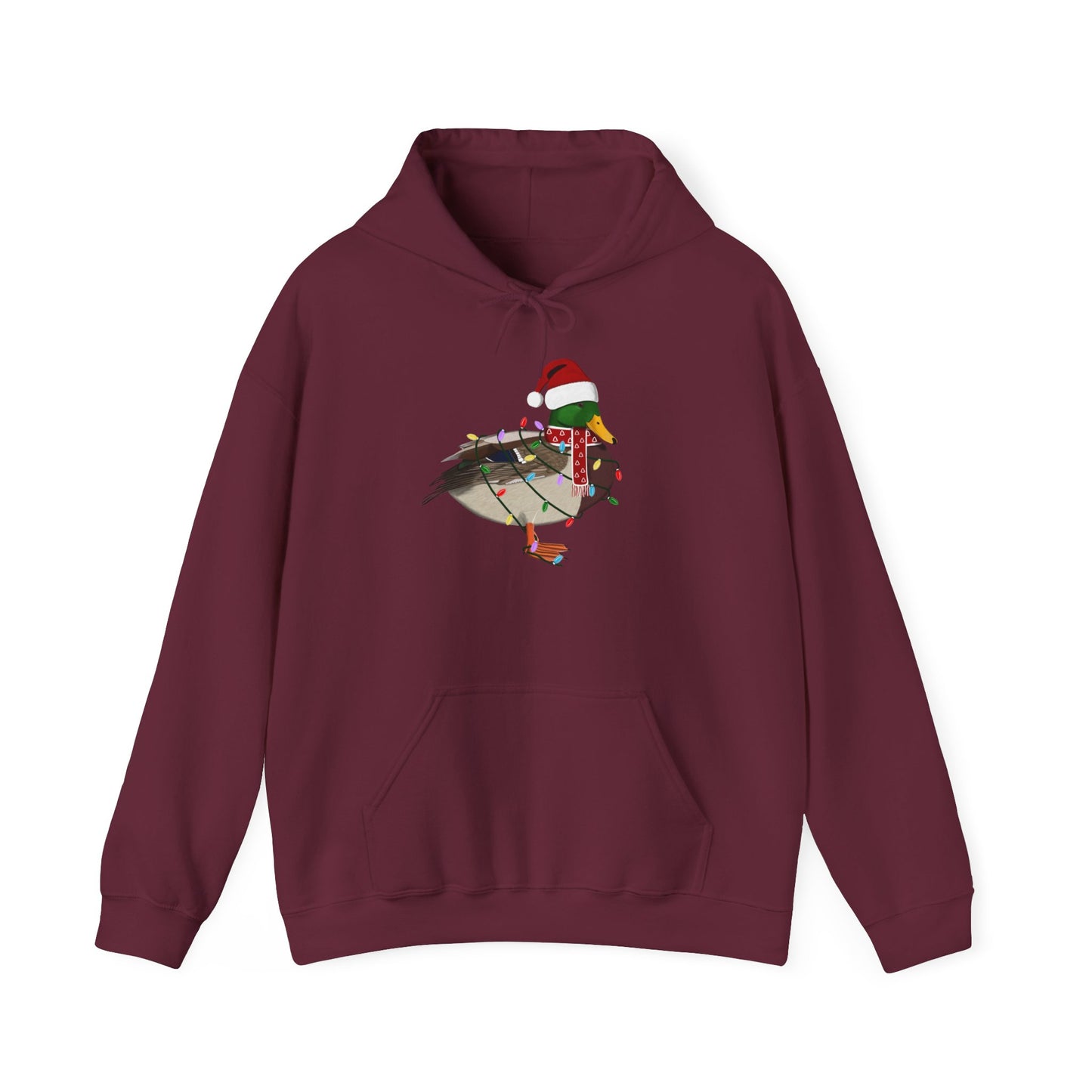 Ente Weihnachts-Hoodie - Vogel als Weihnachtsmann mit Lichterkette Sweater