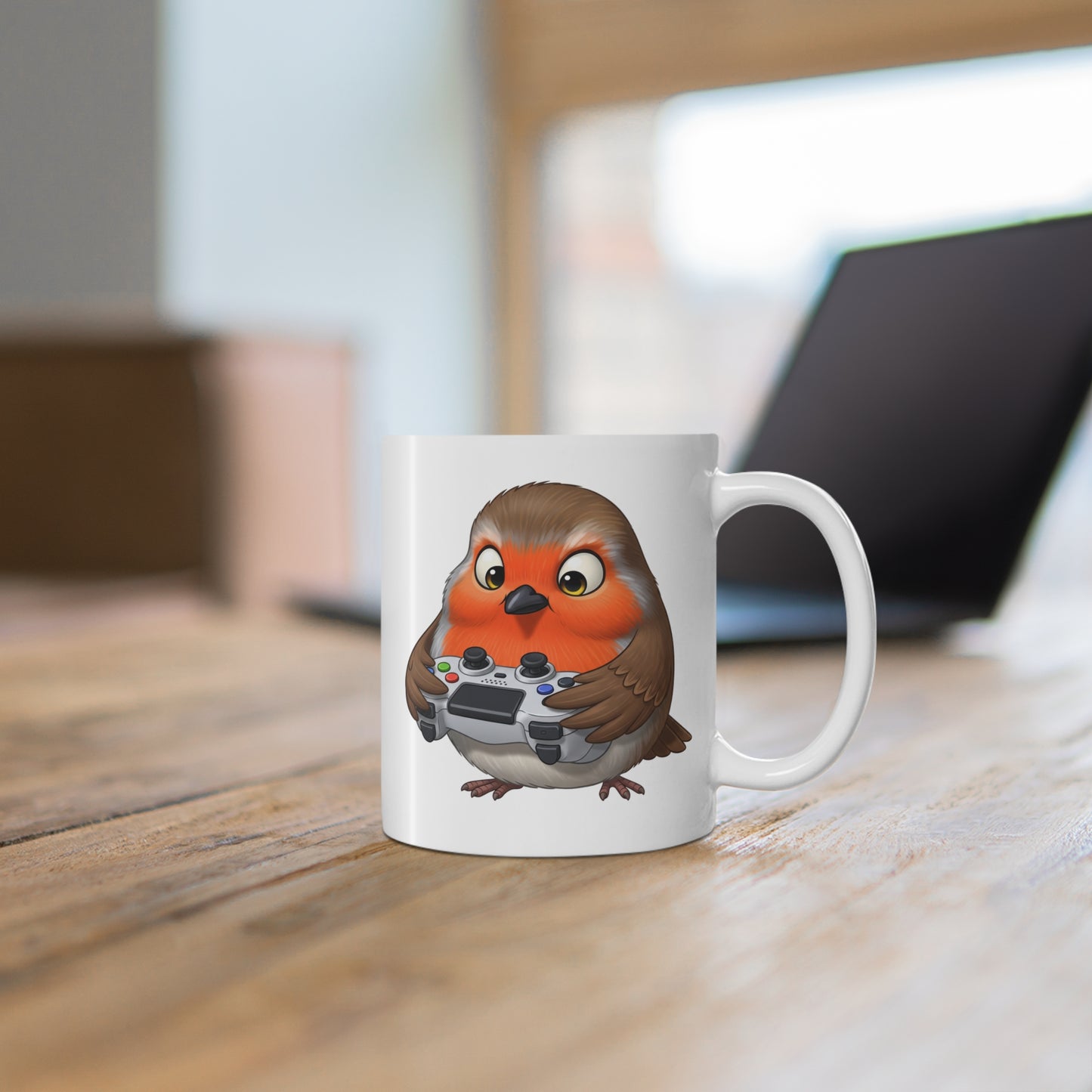 Robin with Controller Video Games Gaming Bird Mug 11oz