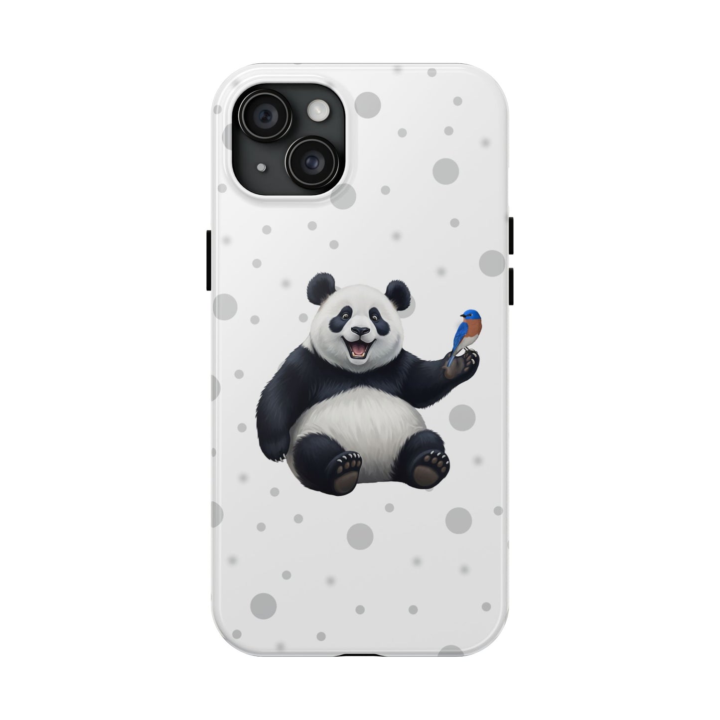 Cute Panda Bear with a Bluebird Animal iPhone Case - Dual-Layer PC/TPU Protective Cover for iPhone