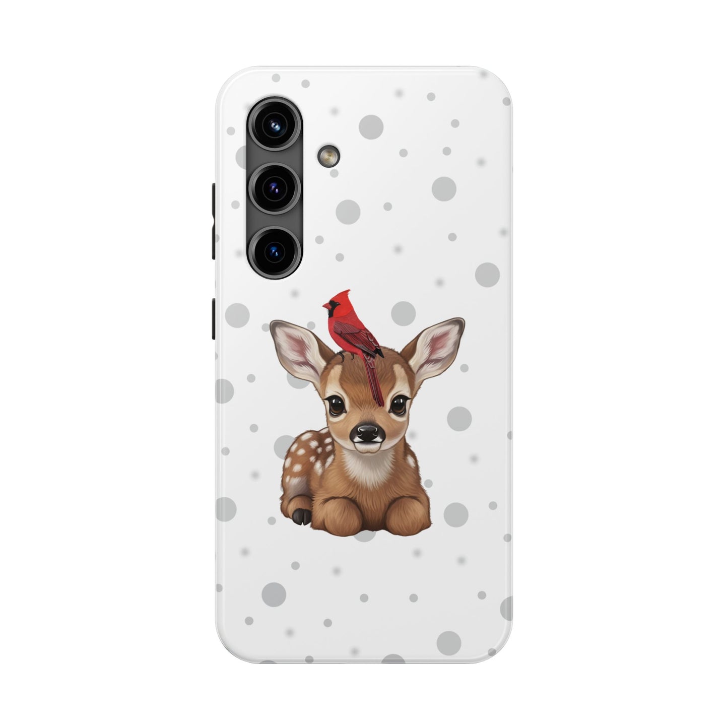 Cute Fawn with a Cardinal Animal iPhone Case - Dual-Layer PC/TPU Protective Cover for iPhone
