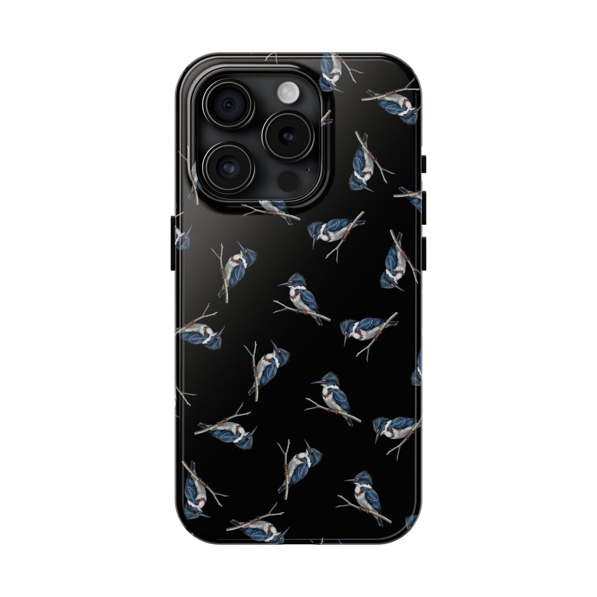 Belted Kingfisher iPhone Case Black – Premium Tough Phone Cover for Bird Lovers