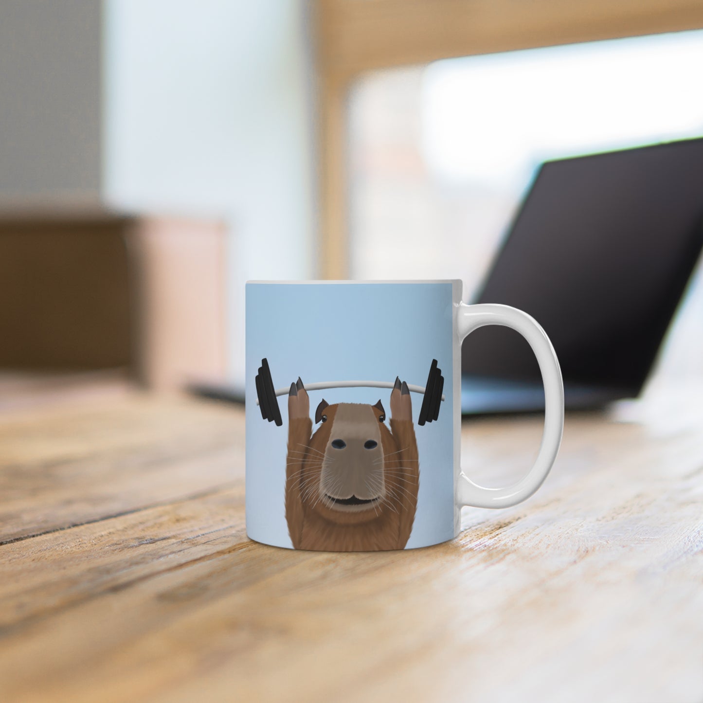 Capybara mit Hantel Gewichtheber Workout Gym Tasse