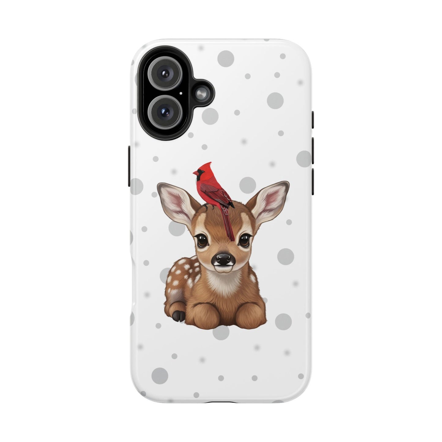 Cute Fawn with a Cardinal Animal iPhone Case - Dual-Layer PC/TPU Protective Cover for iPhone