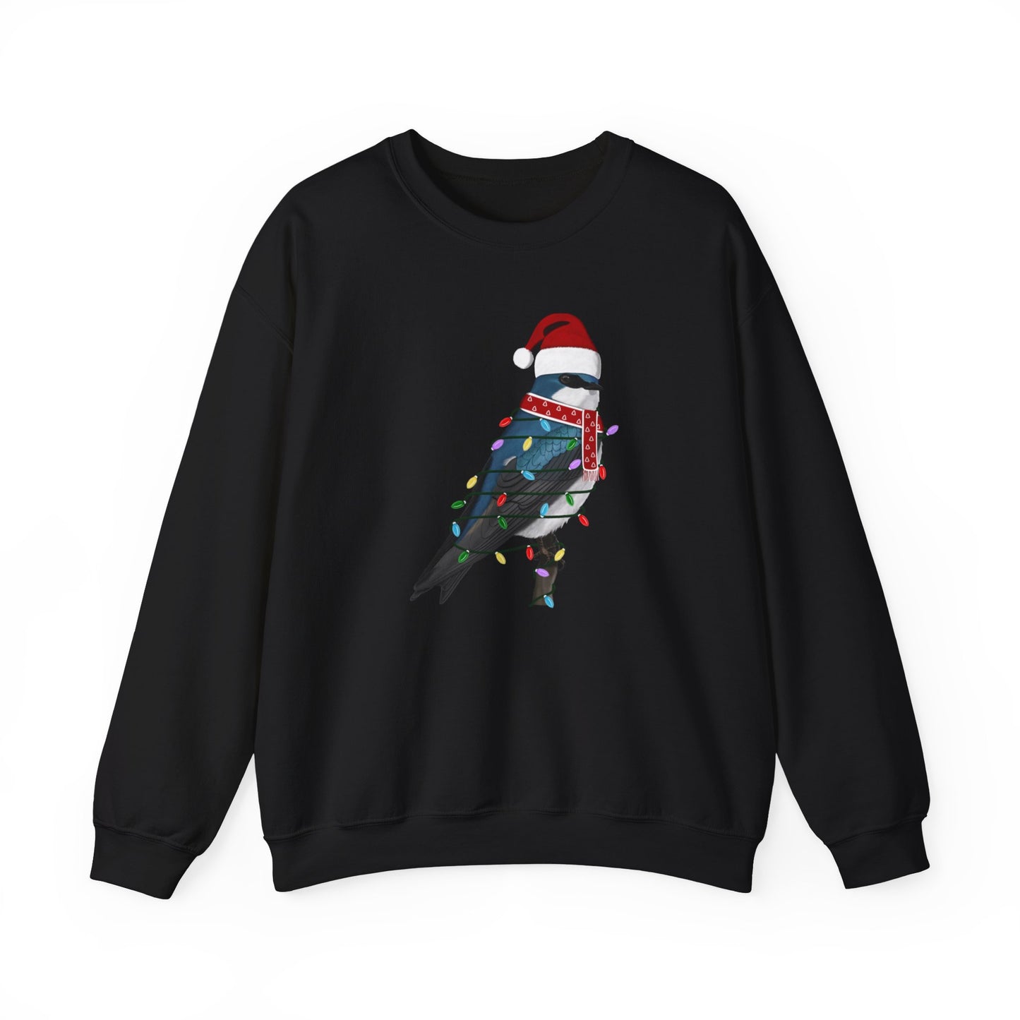 Tree Swallow with Fairy Lights Santa Claus Christmas Bird Sweatshirt