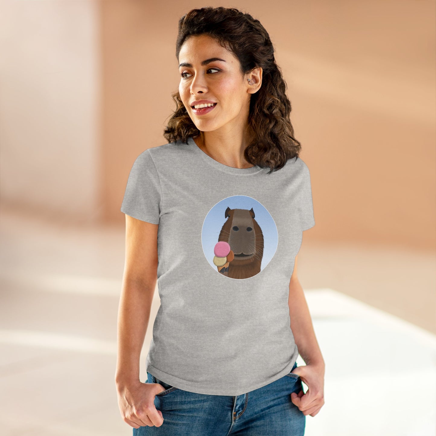 Capybara with Ice Cream Funny Design for Capybara Lovers Women's T-Shirt