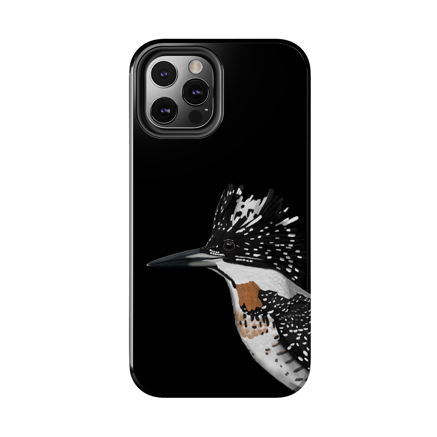 Crested Kingfisher Bird Art Tough Phone Case Black