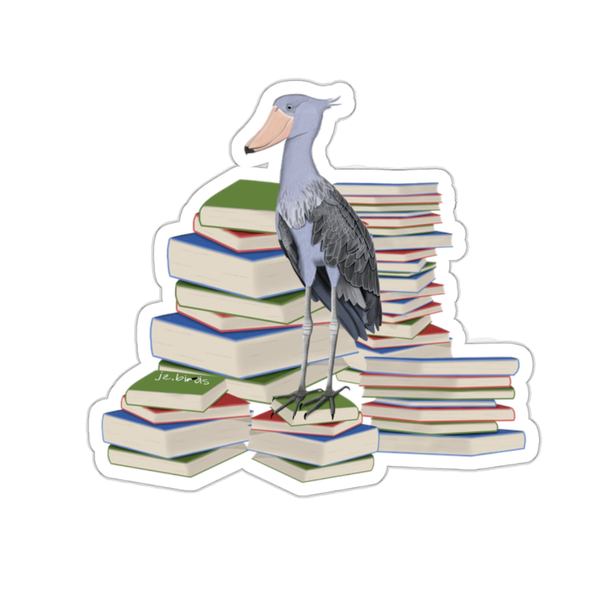 Shoebill Bird and Books Birdlover Bookworm Sticker
