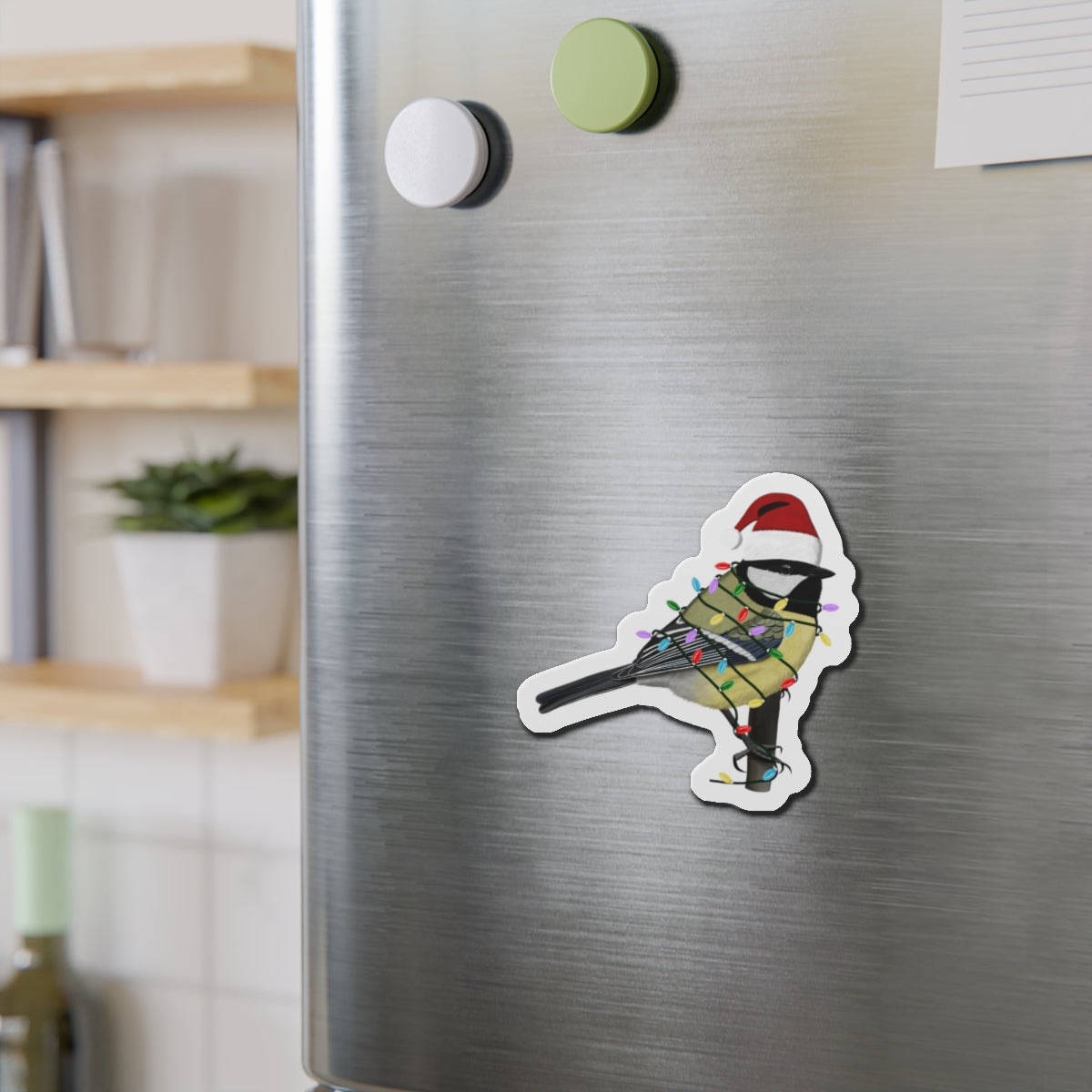 Chickadee Home Decor – bird magnet, Christmas