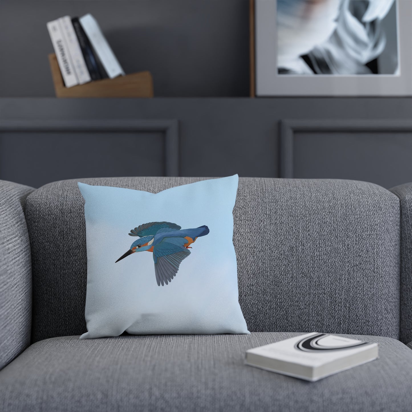 Eisvogel Vogel Kissen Blau – Dekokissen mit Vogelmotiv für Vogelliebhaber und Vogelbeobachter