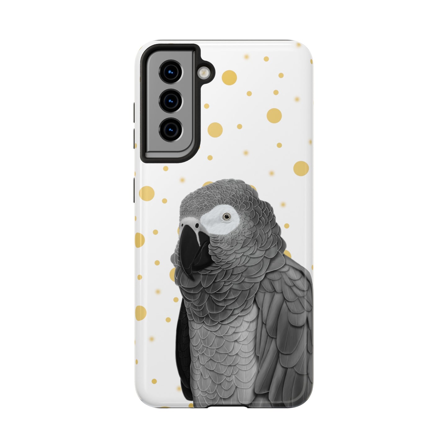 Grey Parrot Bird Art Tough Phone Case White