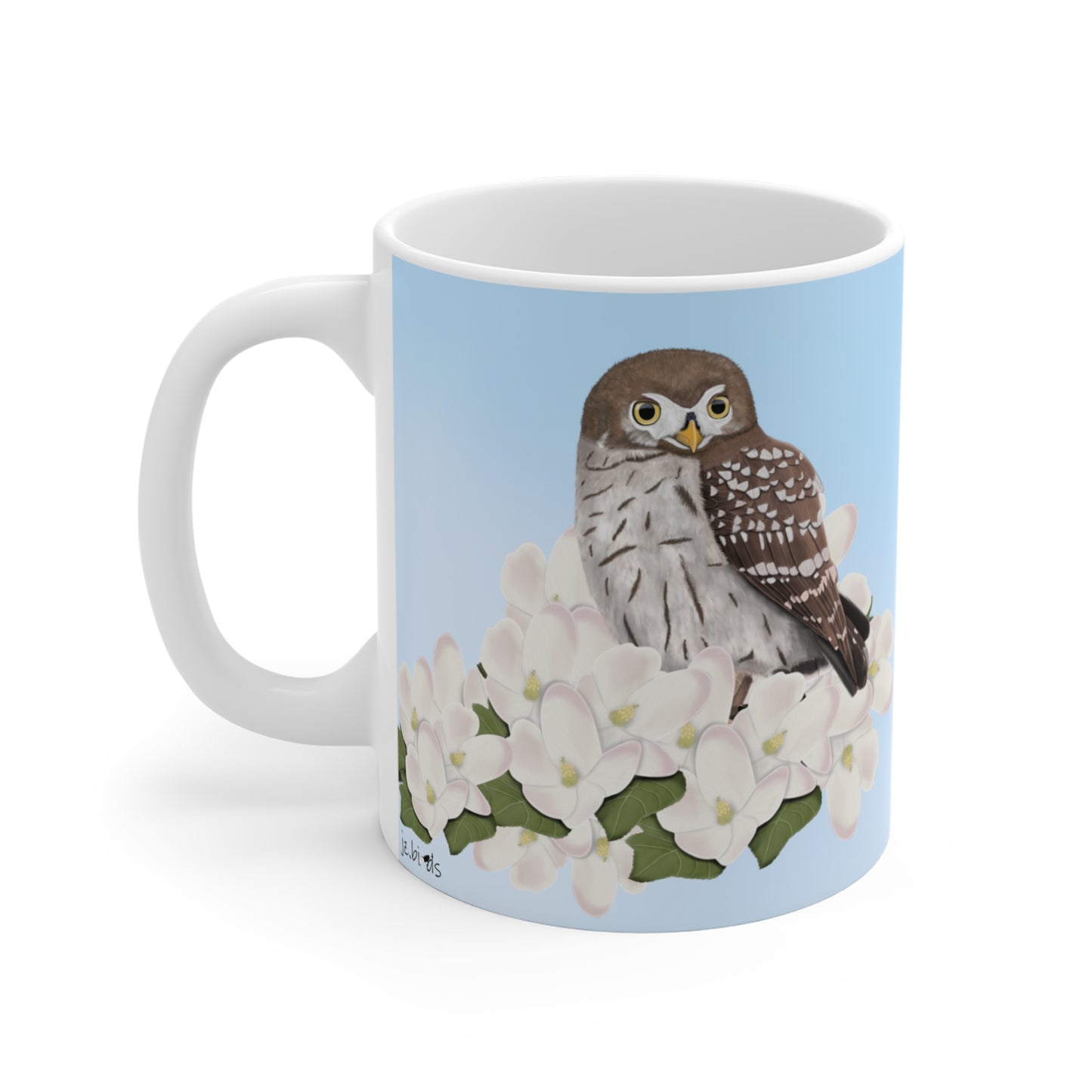Owl Apple Spring Blossoms Bird Ceramic Mug 11oz - jz.birds