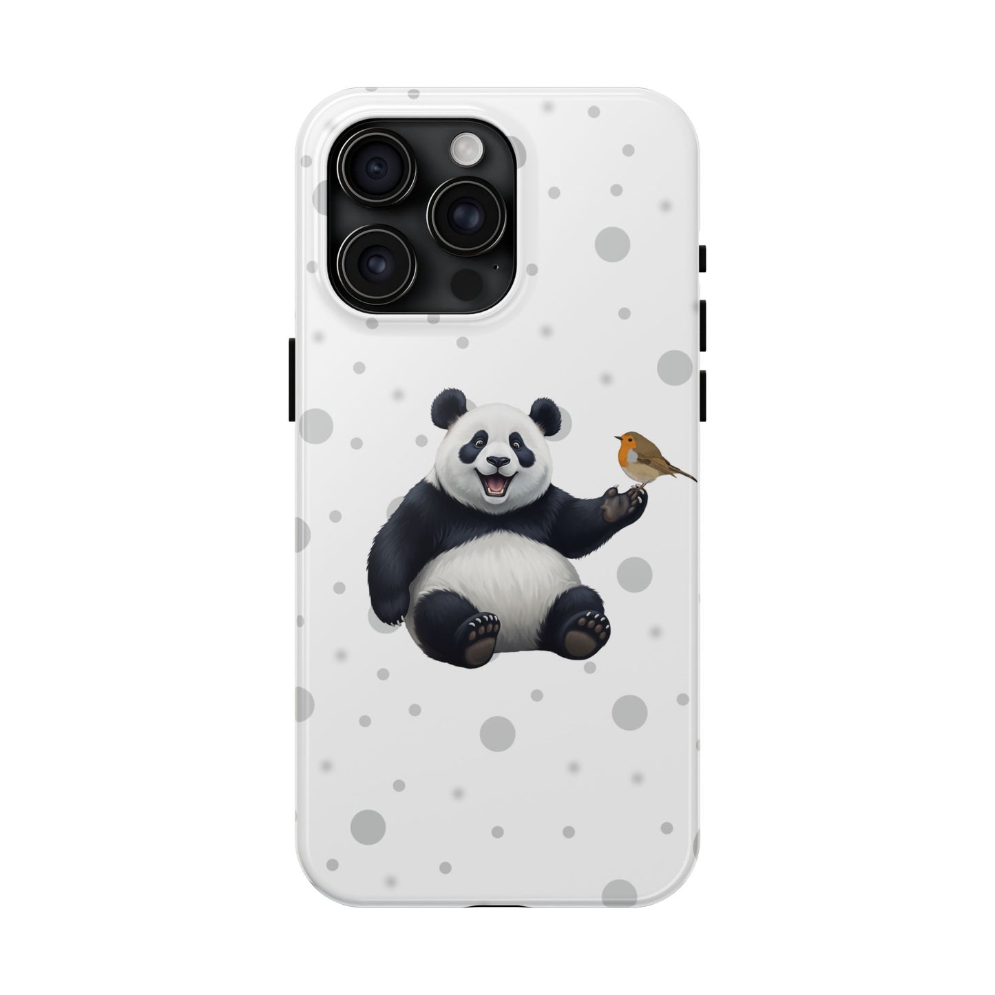 Cute Panda Bear with European Robin Animal iPhone Case - Dual-Layer PC/TPU Protective Cover for iPhone
