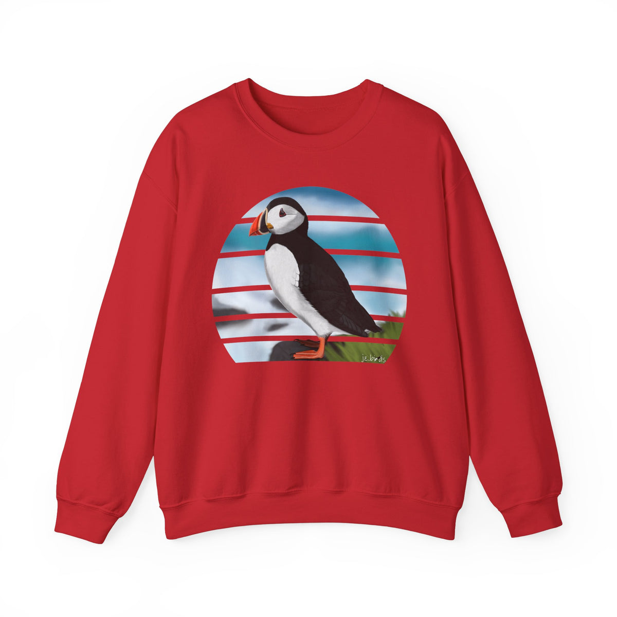 Puffin Bird Sweatshirt on Crew neck background