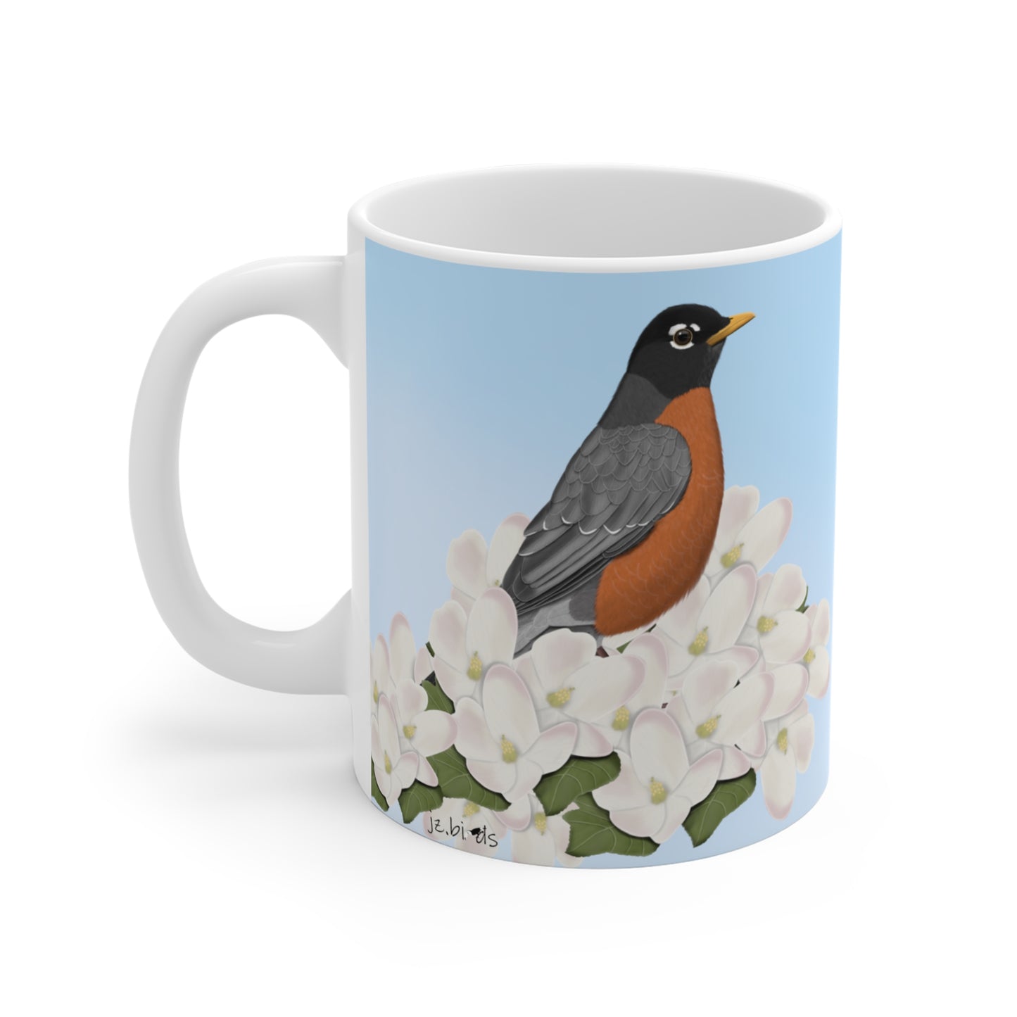 American Robin Apple Spring Blossoms Bird Ceramic Mug 11oz
