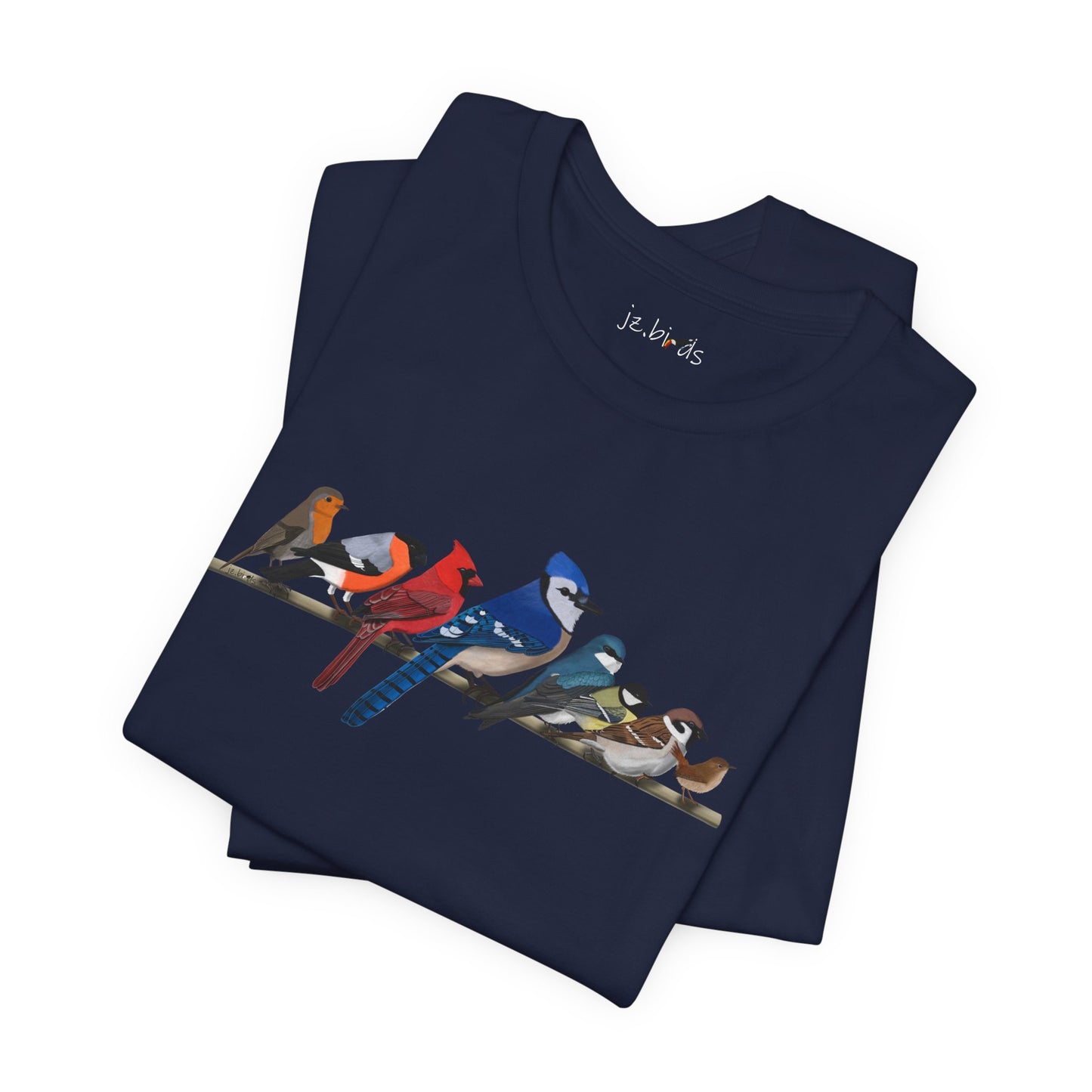 Blue Jay Cardinal Robin Garden Birds on a Branch Birding & Birdwatching Bird T-Shirt