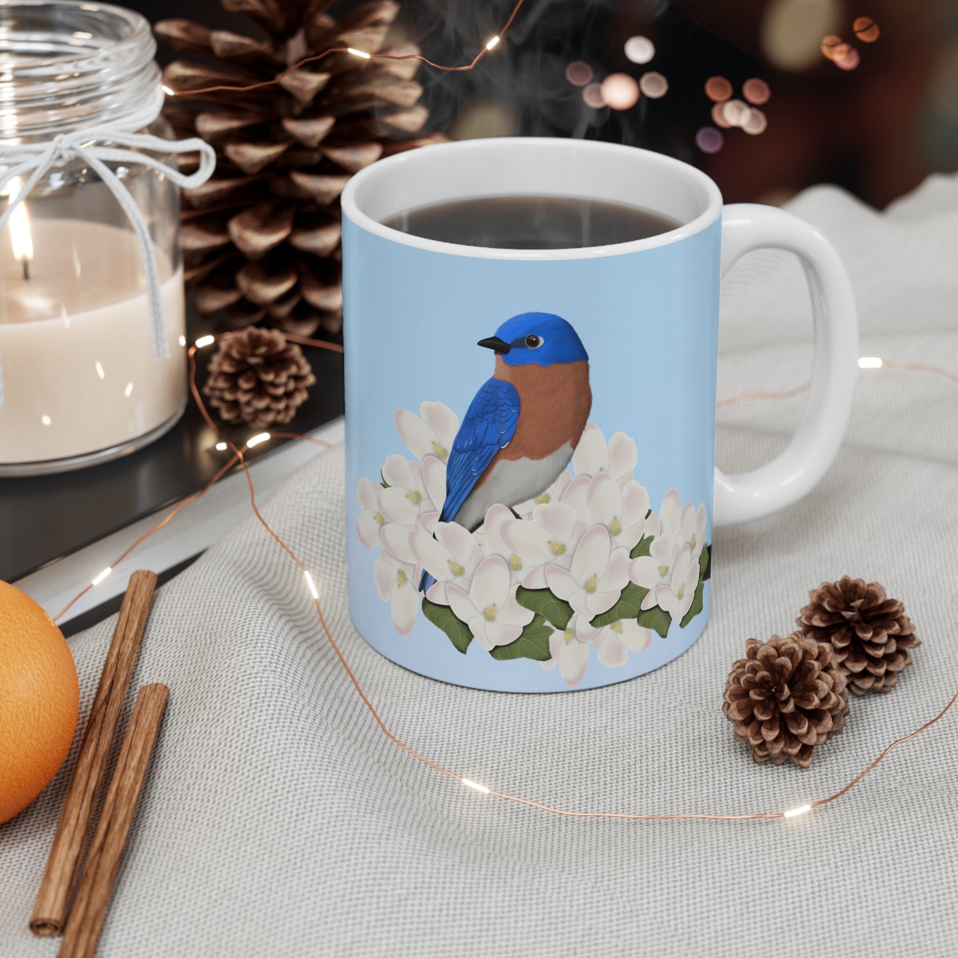 Bluebird Apple Spring Blossoms Bird Ceramic Mug 11oz - jz.birds