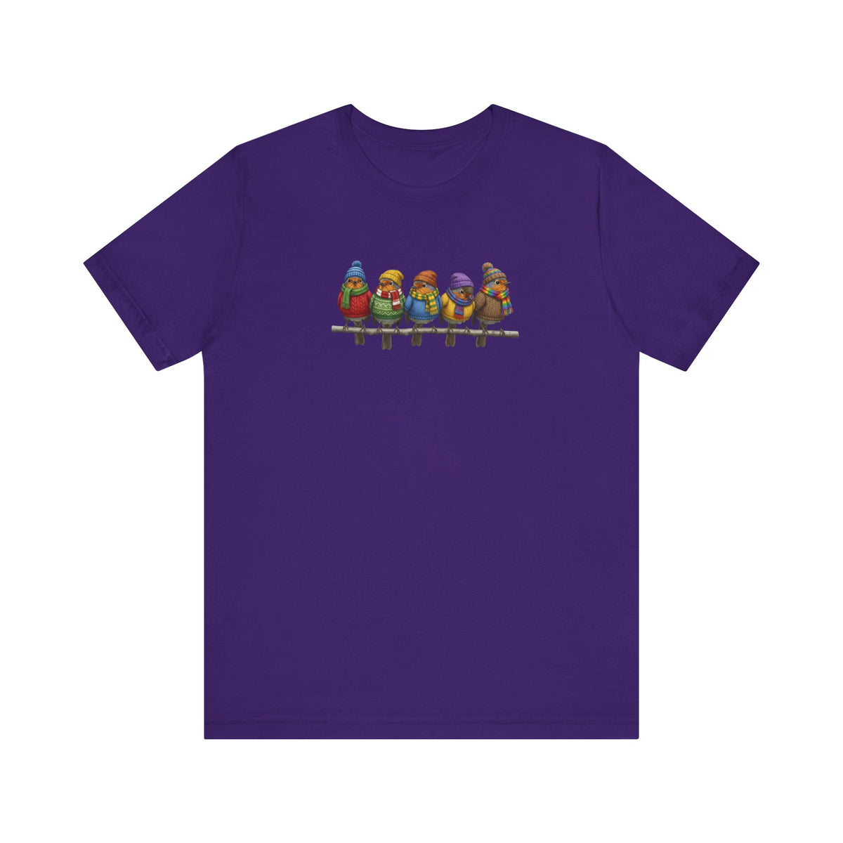 Rotkehlchen in Strick T-Shirt – Weiches Premium Shirt mit Einzigartigem Vogelmotiv