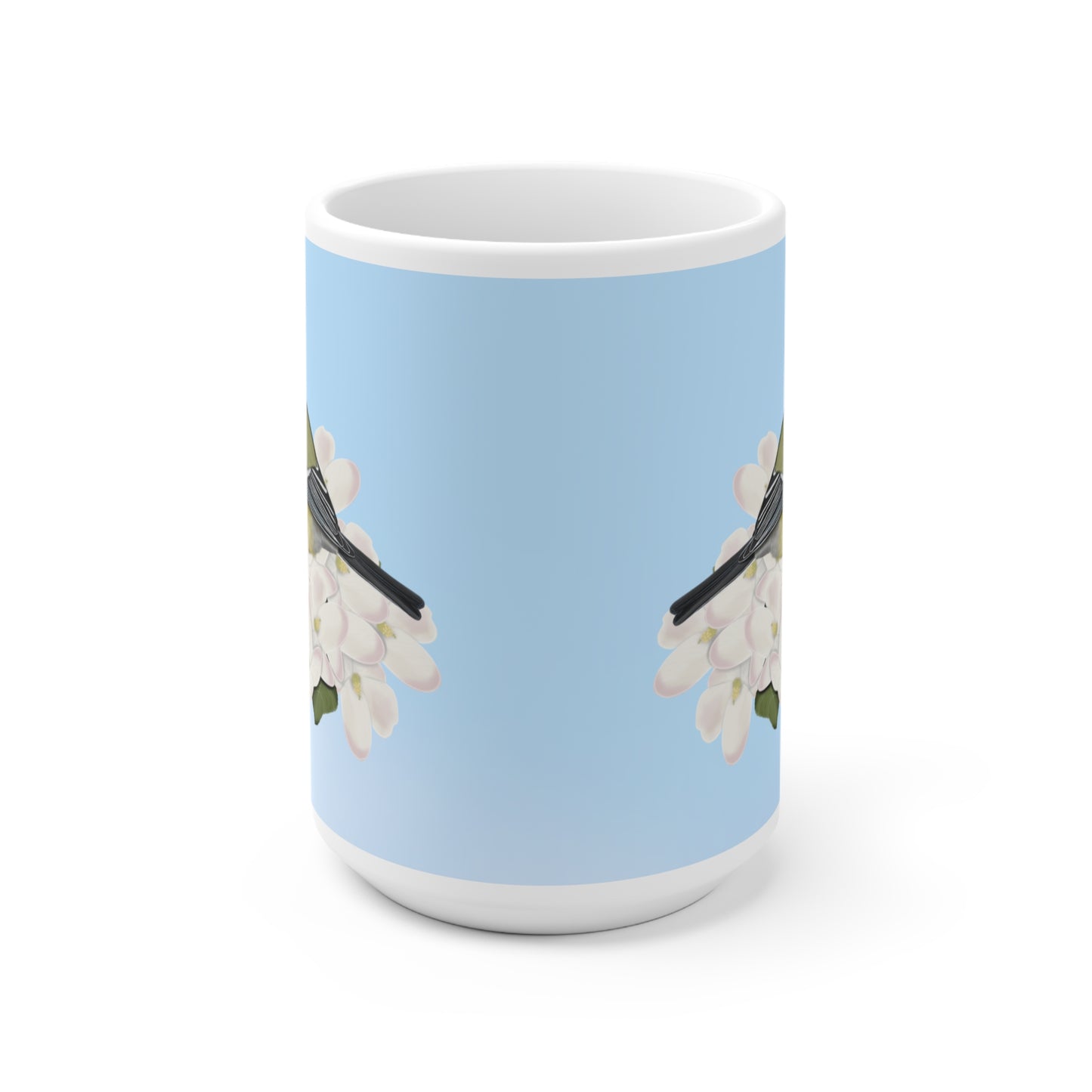 Kohlmeise mit Apfelblüten im Frühling Vogel Tasse für Vogelfreunde
