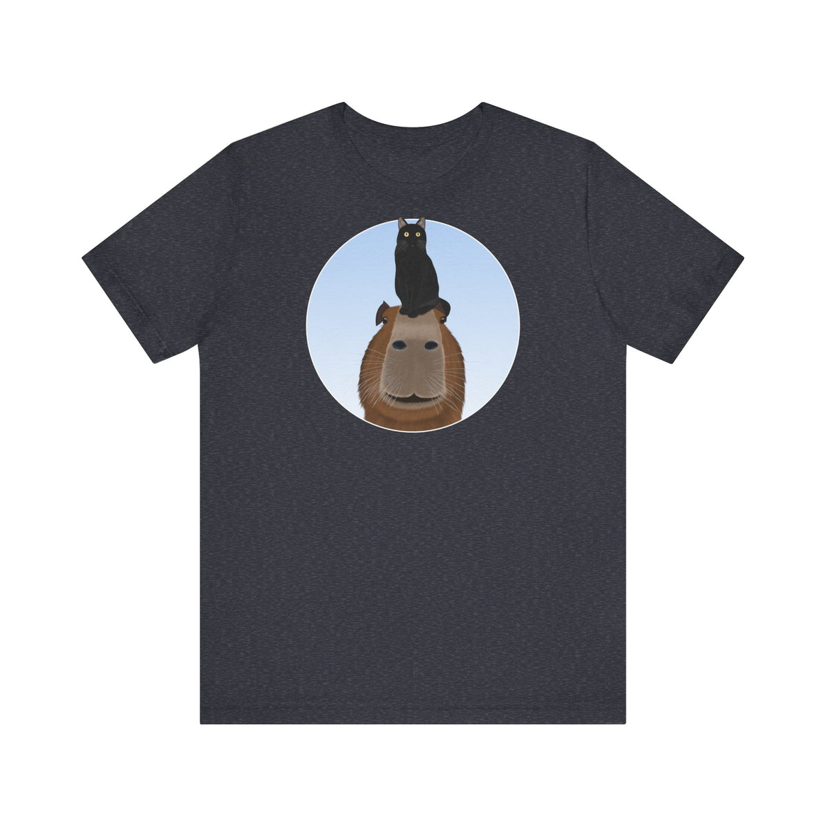 Capybara mit Schwarzer Katze T-Shirt