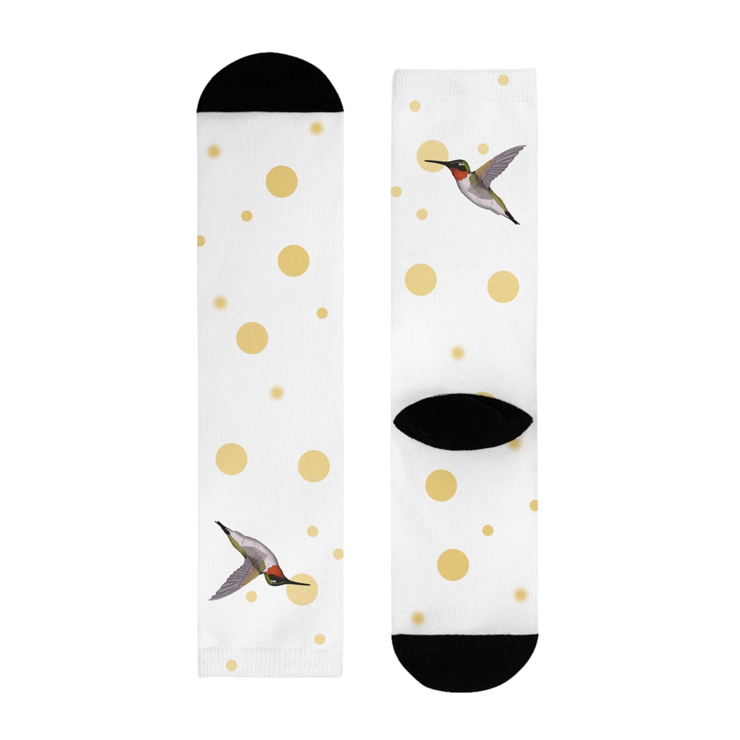 Kolibri Vogel Socken mit Goldenen Punkten für Vogelfreunde & Vogelbeobachter Weiß