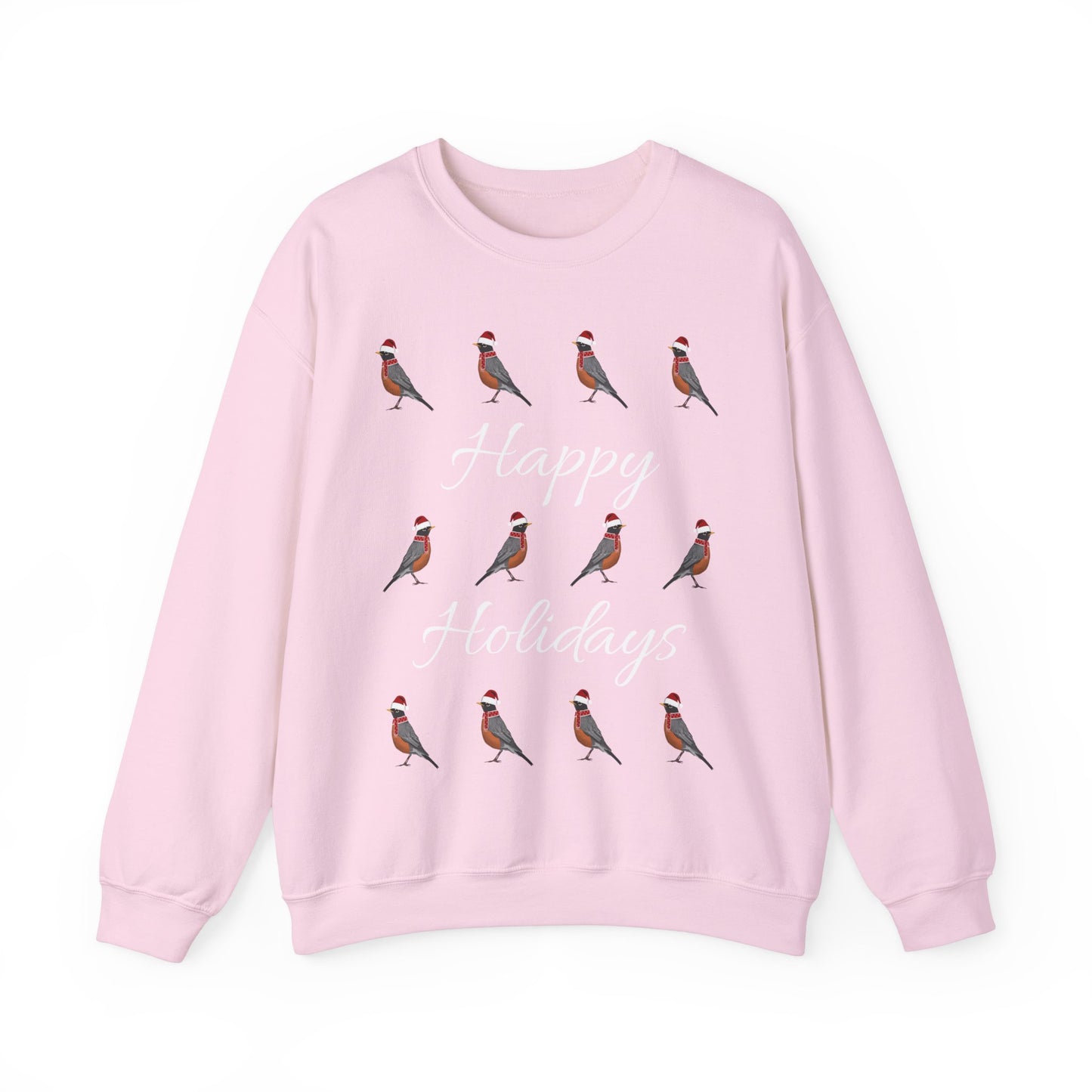 Robin as Santa with Hat and Scarf Happy Holidays Birdwatcher Christmas Bird Sweatshirt –