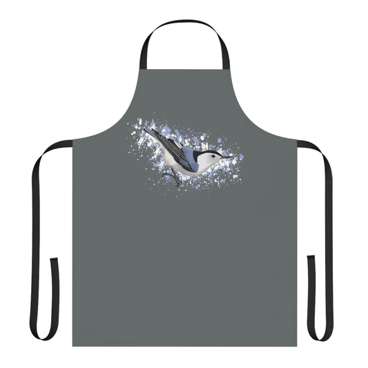 White-Breasted Nuthatch Bird Art Apron Dark Grey
