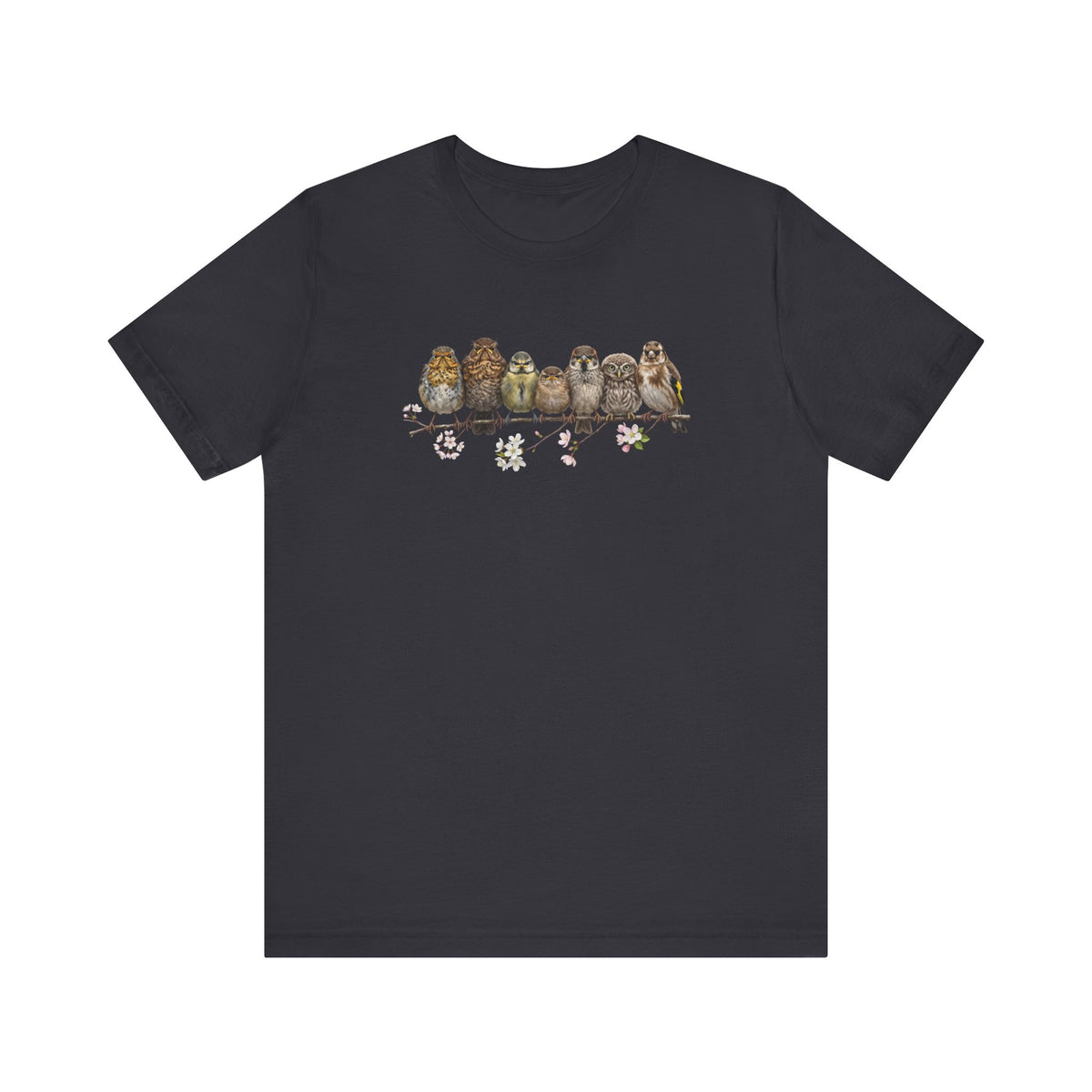 Rotkehlchen Amsel Blaumeise Jungvogel Premium T-Shirt | Frühlingsblüten Vogelmotiv für Vogelbeobachter
