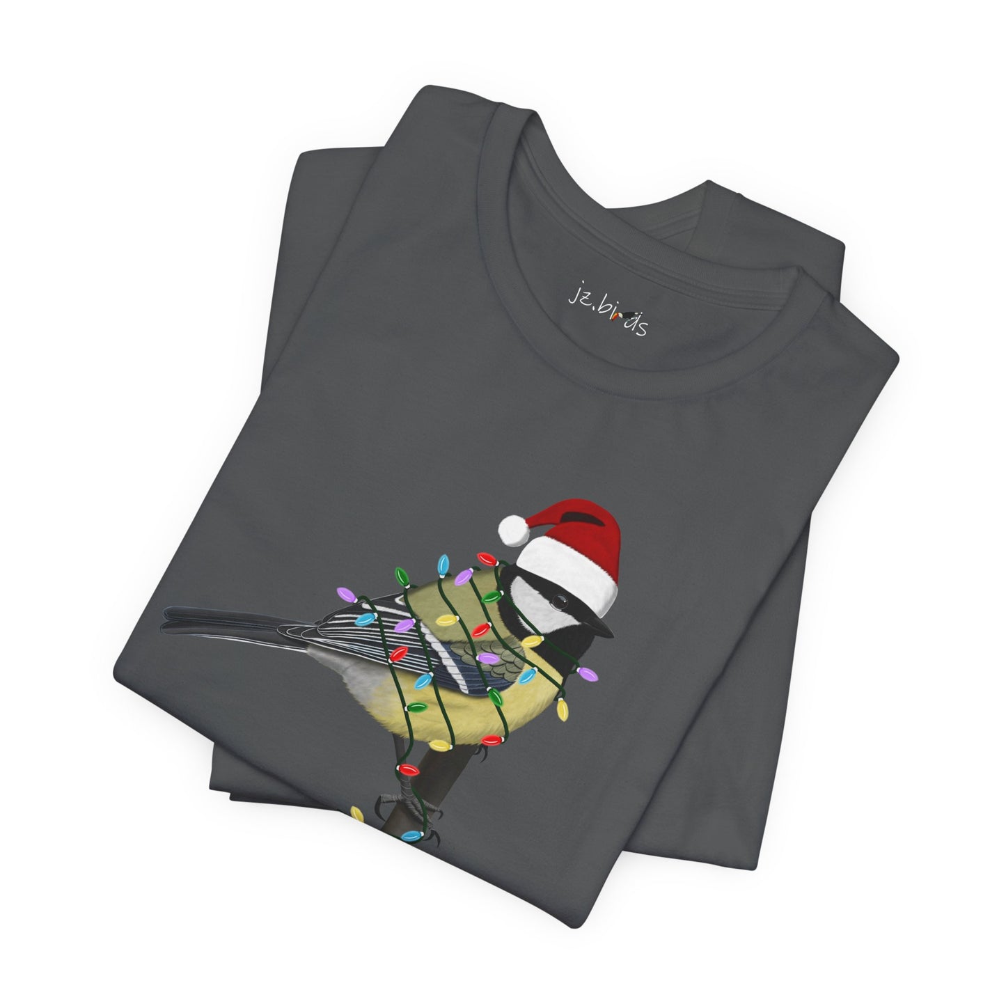 Chickadee with Fairy Lights Christmas Bird T-Shirt