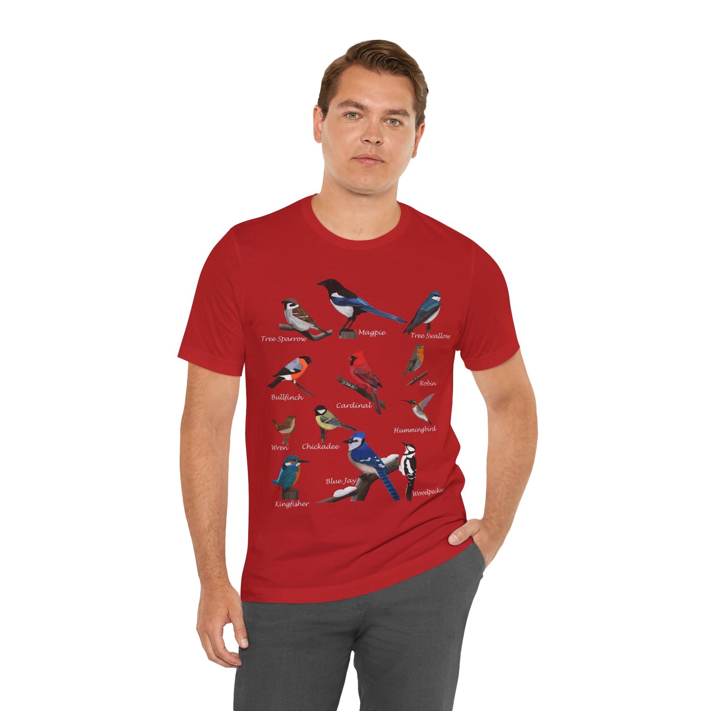Garden Birds Blue Jay Cardinal Robin Chickadee Birding & Birdwatching Bird T-Shirt
