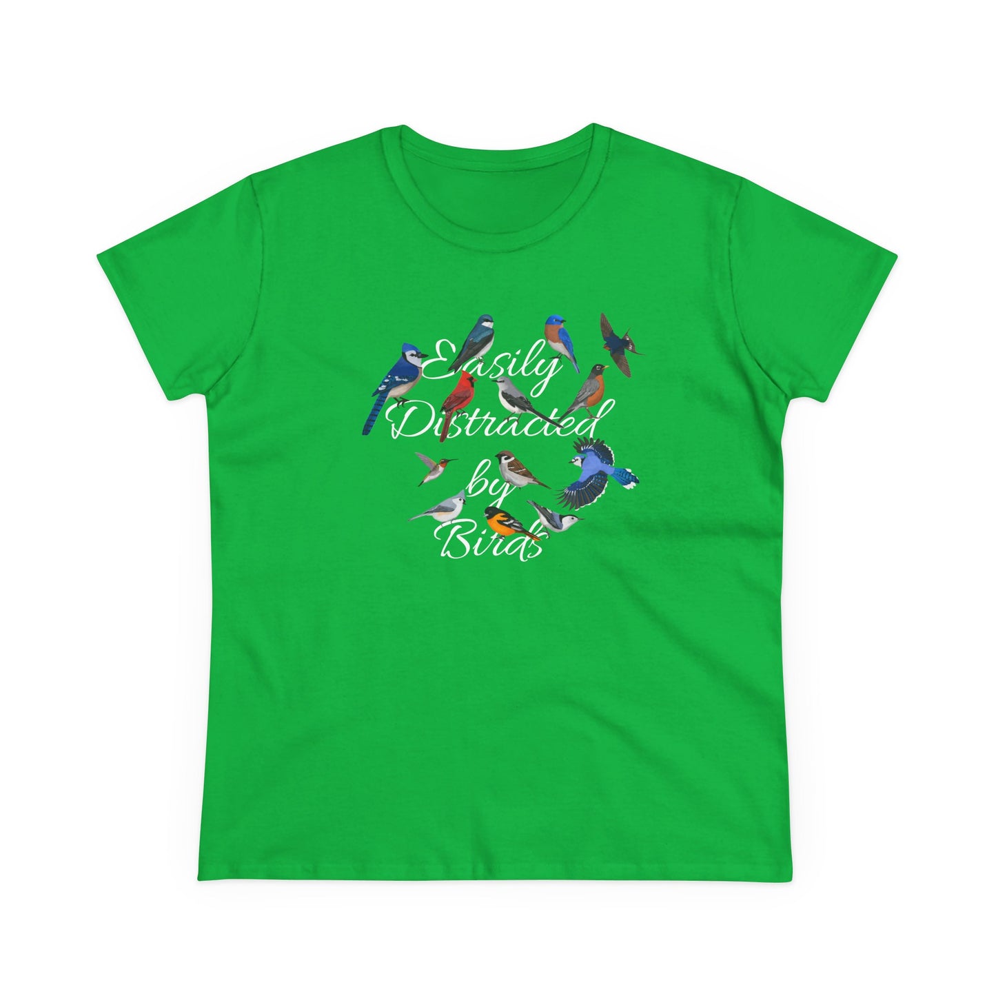 Easily Distracted by Birds Blue Jay Cardinal Robin Bird Design for Birdwatchers and Bird Lovers Women's T-Shirt