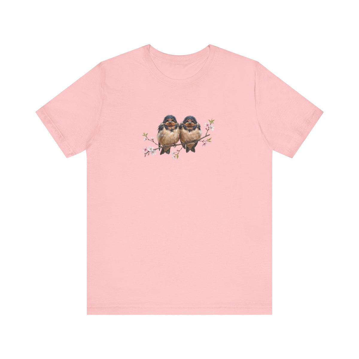 Barn Swallow Fledgling T-Shirt | Spring Blossoms Unisex Graphic Tee for Bird Watchers