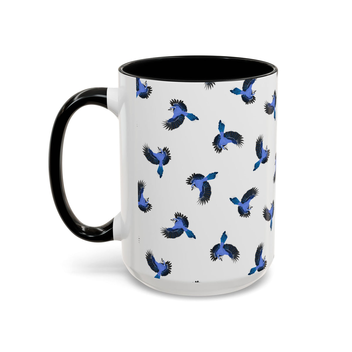 Blue Jay All-Over Pattern Accent Mug | Colorful Bird Lover Gift for Birdwatchers