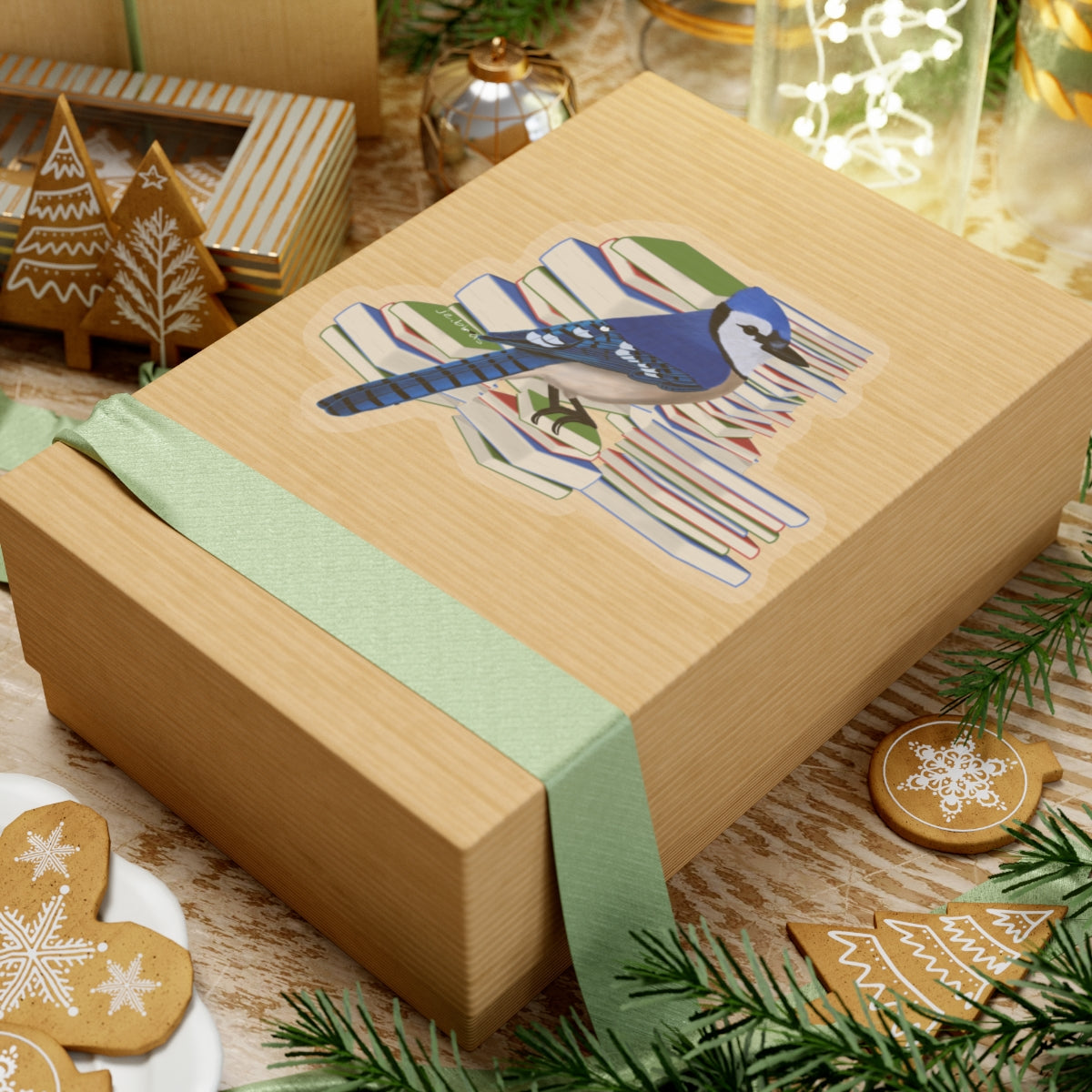 Blue Jay Bird and Books Birdlover Bookworm Sticker