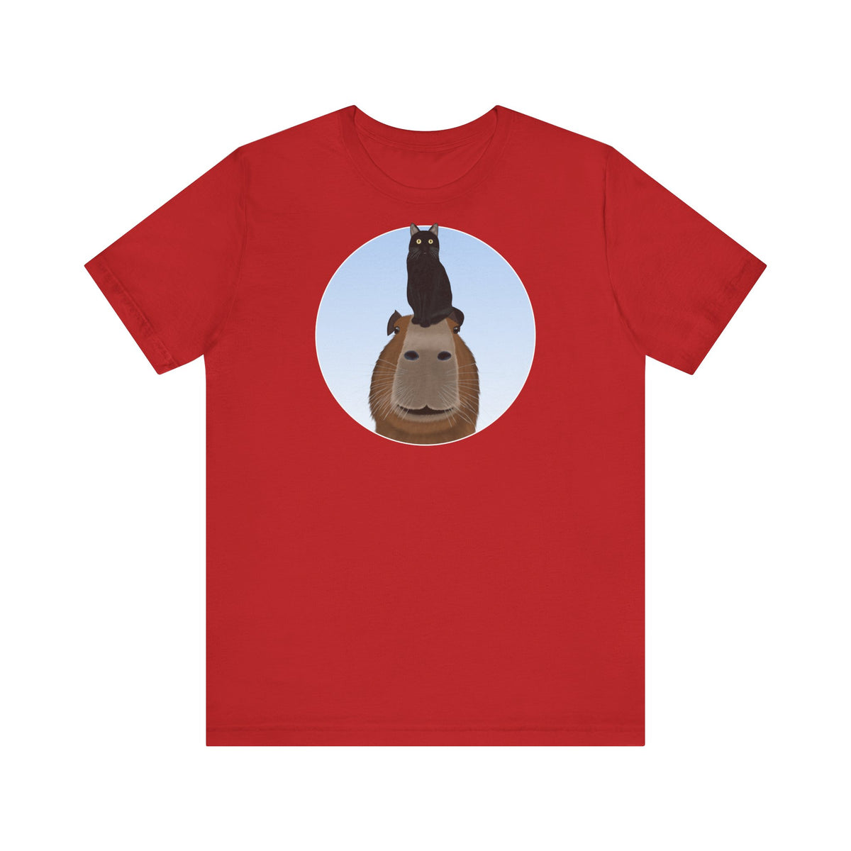 Capybara mit Schwarzer Katze T-Shirt