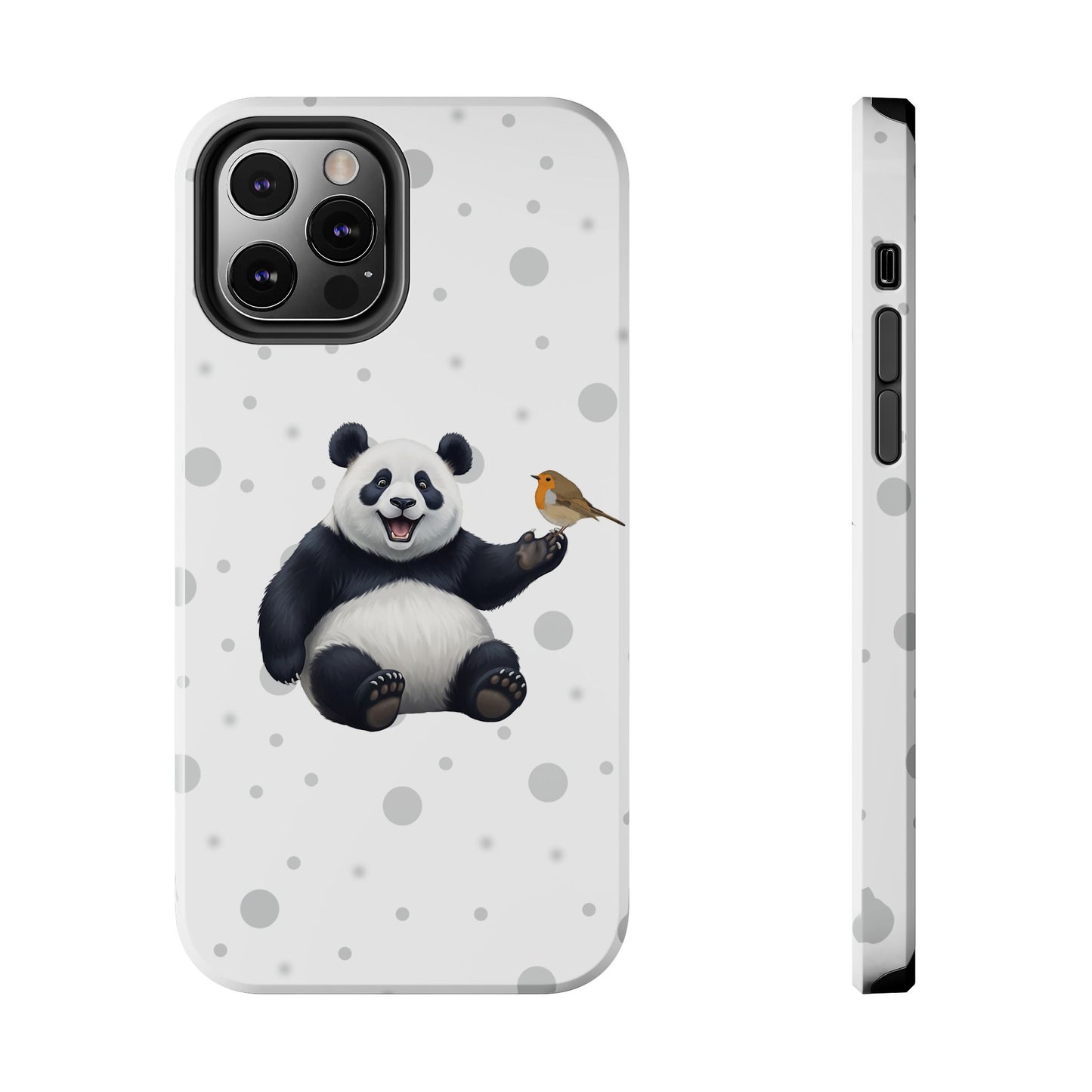 Cute Panda Bear with European Robin Animal iPhone Case - Dual-Layer PC/TPU Protective Cover for iPhone