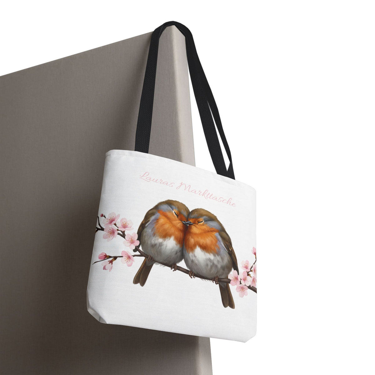 Sac fourre-tout premium personnalisé – Rouge-gorge avec prénom au choix