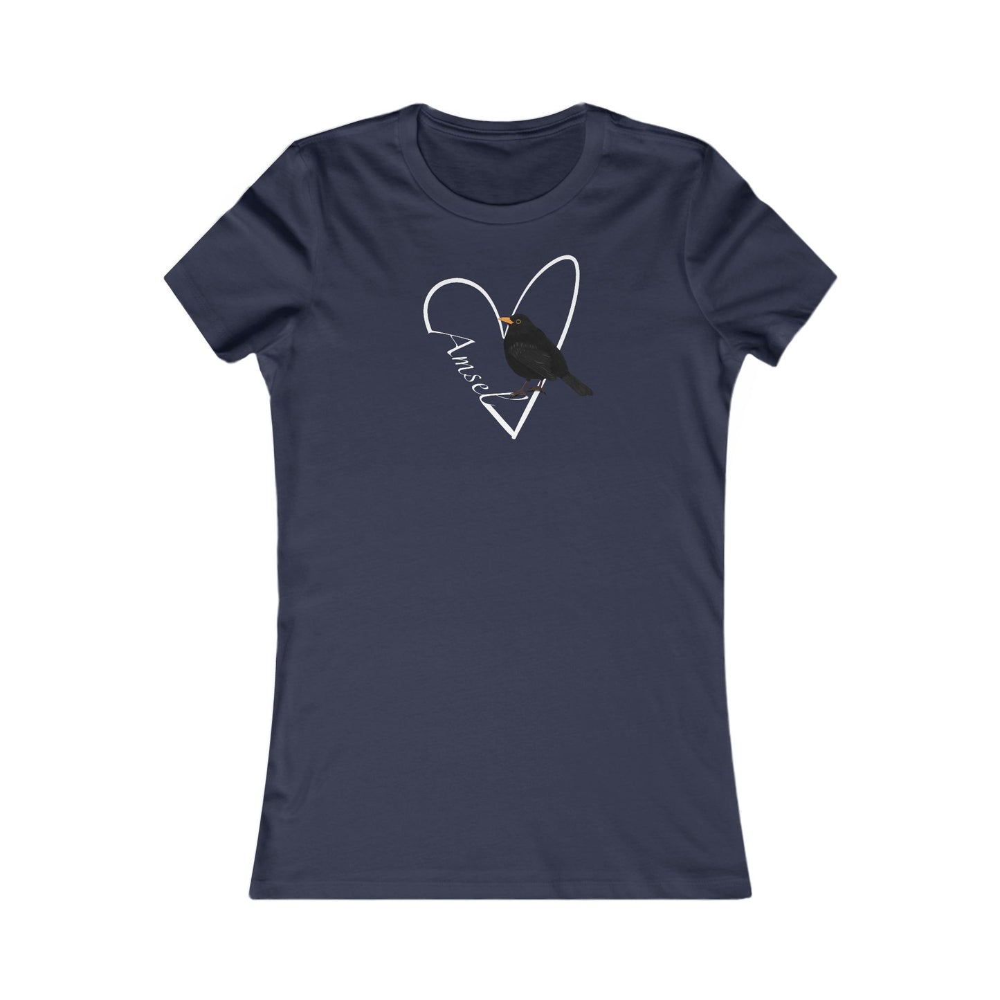 Amsel mit Herz Vogel Frauen T-Shirt für Vogelfreundinnen