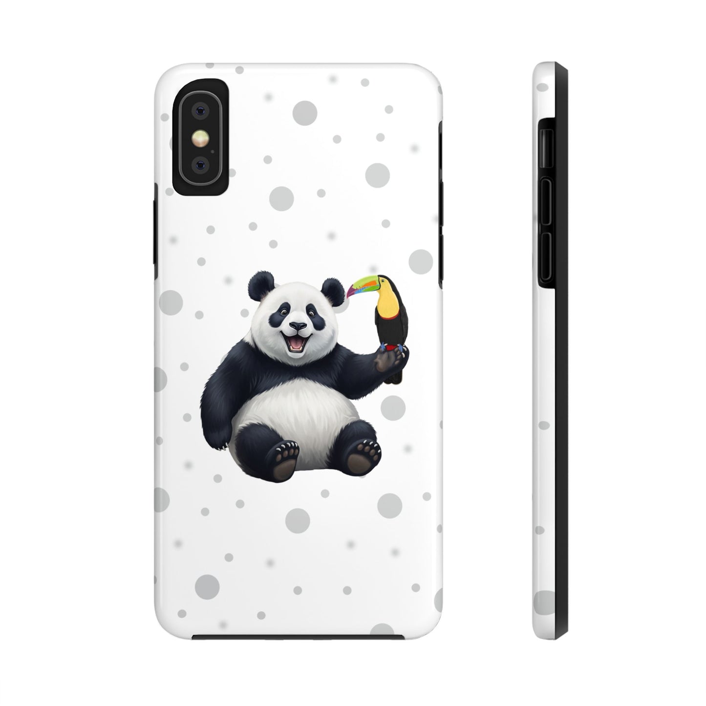 Cute Panda Bear with a Toucan Animal iPhone Case - Dual-Layer PC/TPU Protective Cover for iPhone