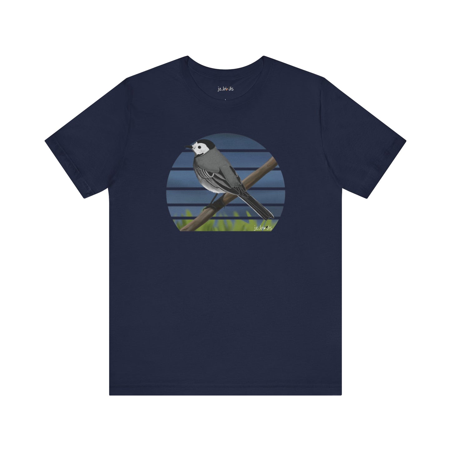 White Wagtail Birdwatcher Bird T-Shirt on Cotton background