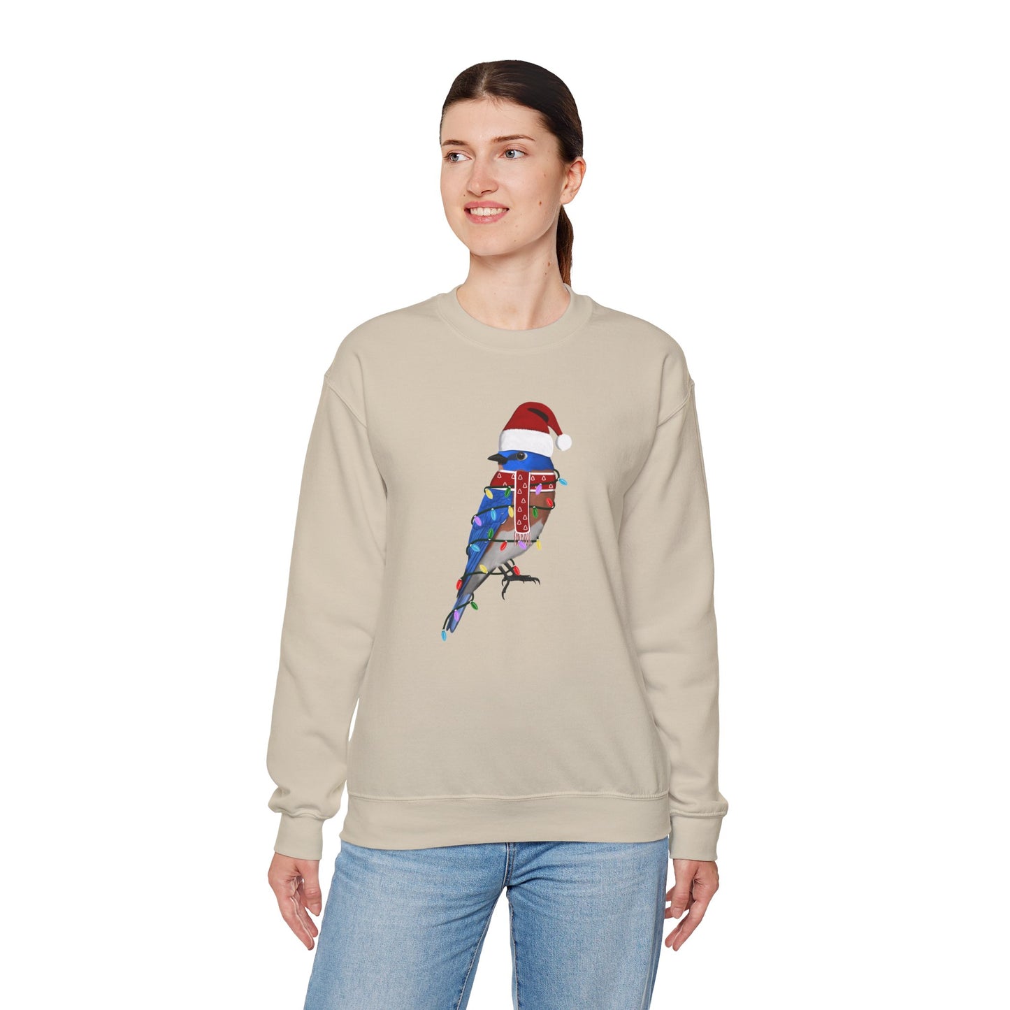 Bluebird with Fairy Lights Santa Claus Christmas Bird Sweatshirt