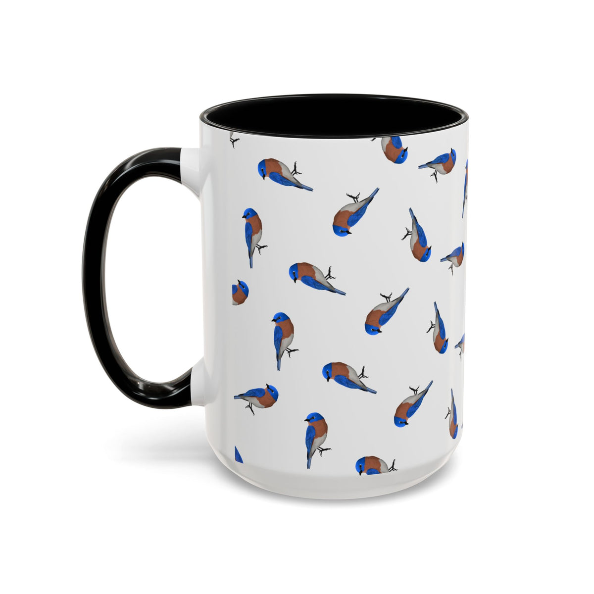 Bluebird All-Over Pattern Accent Mug | Colorful Bird Lover Gift for Birdwatchers