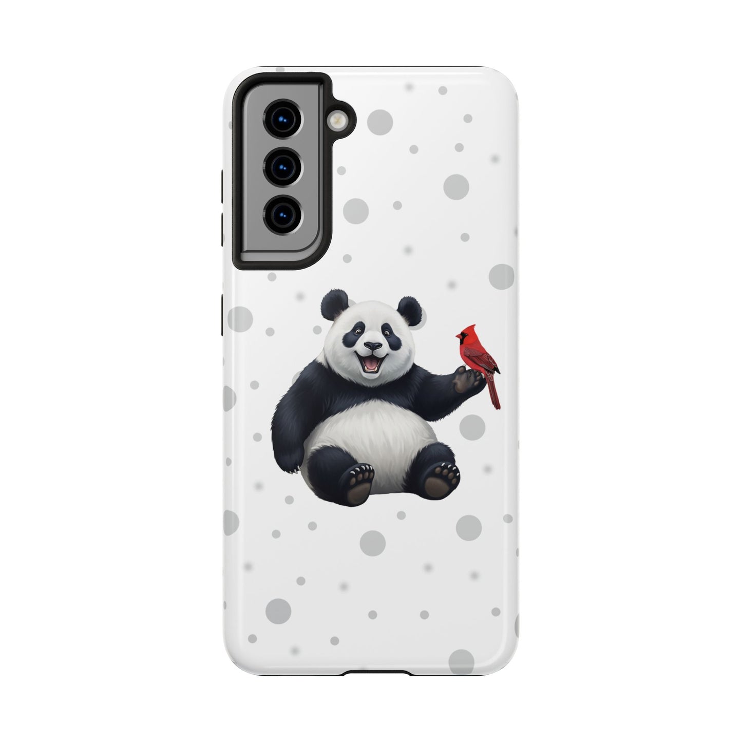 Cute Panda Bear with a Cardinal Animal iPhone Case - Dual-Layer PC/TPU Protective Cover for iPhone