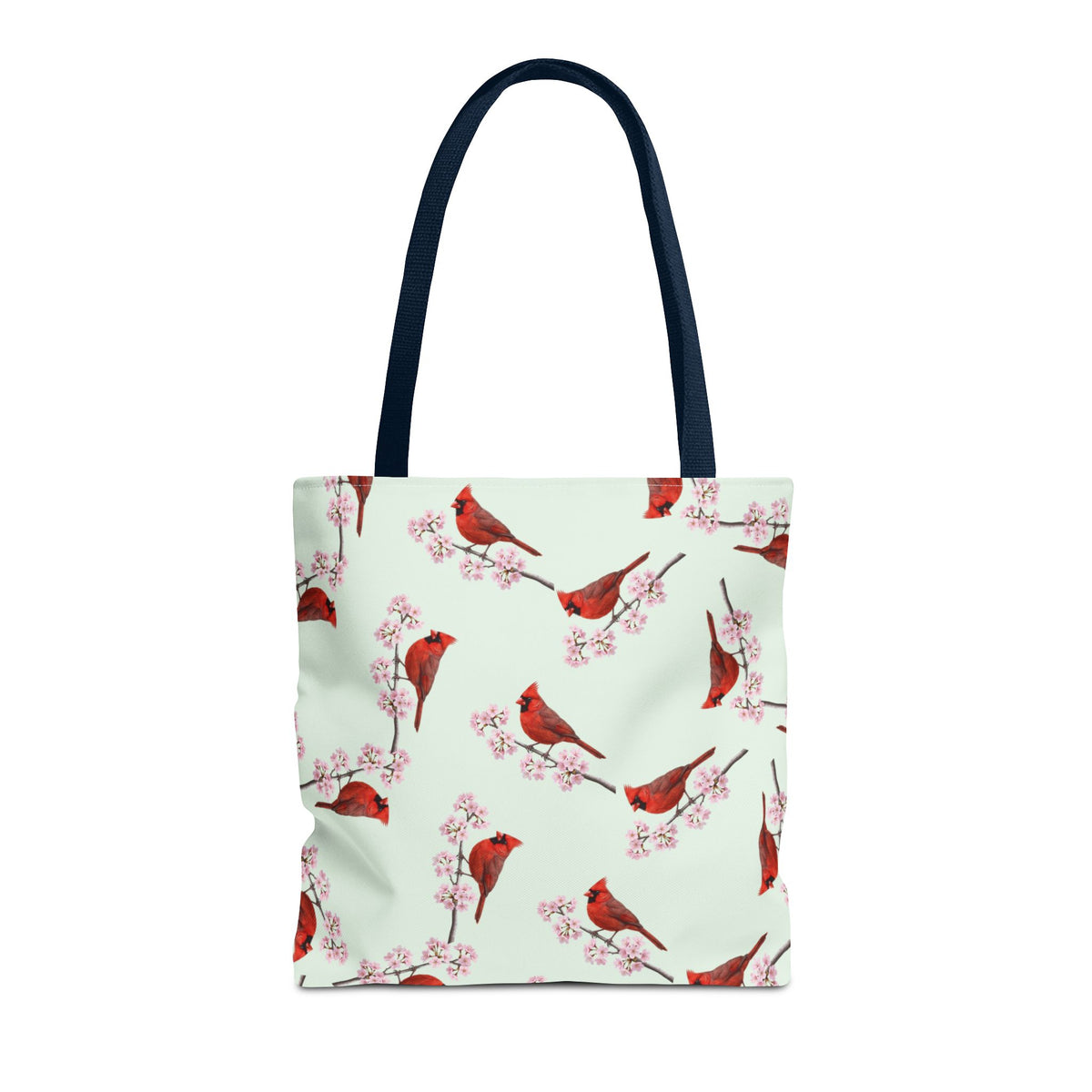 Cardinal & Cherry Blossom Tote Bag Sage Green | Birding Birdwatcher Accessory – Accessories, Bags