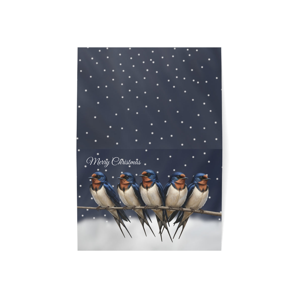 Barn Swallows Bird Art Premium Christmas Card 7x5" | Double-Sided Matte Holiday Greeting – Paper products