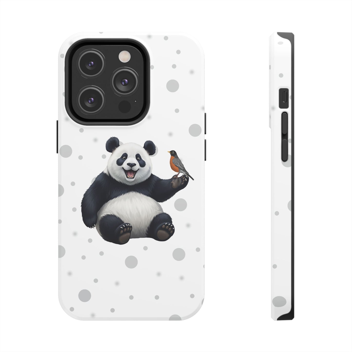 Cute Panda Bear with American Robin Animal iPhone Case - Dual-Layer PC/TPU Protective Cover for iPhone