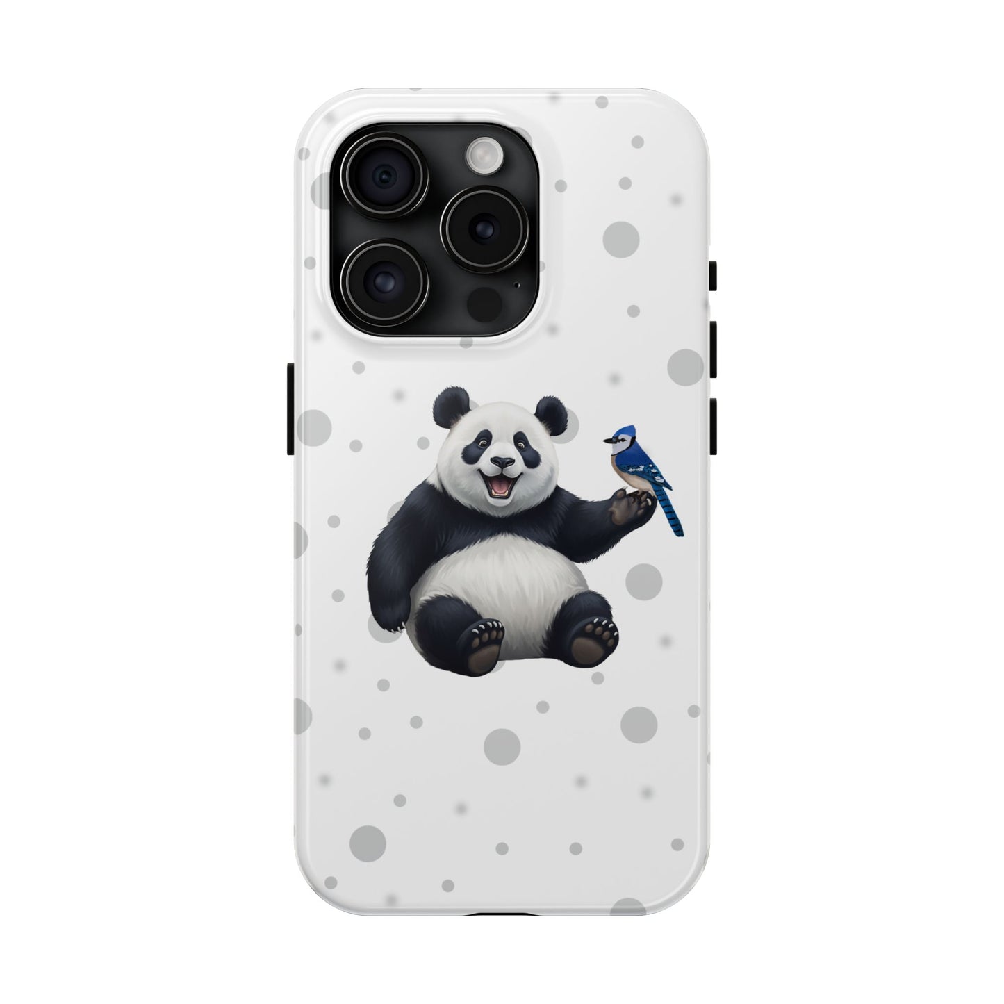 Cute Panda Bear with a Blue Jay Animal iPhone Case - Dual-Layer PC/TPU Protective Cover for iPhone