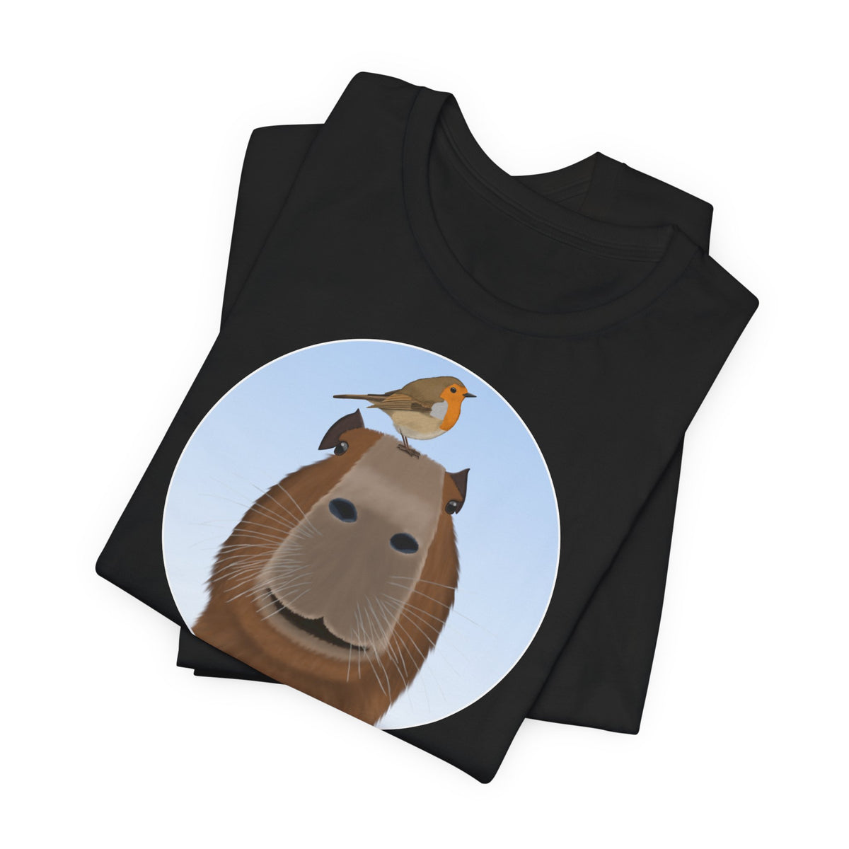Capybara mit Rotkehlchen Lustiges Vogel T-Shirt